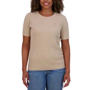 Tommy Hilfiger beige short sleeve cable knit shirt size XL